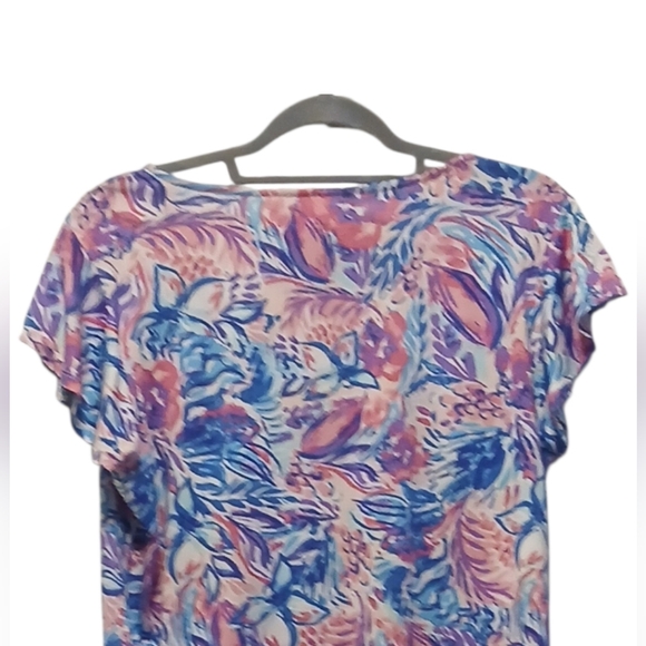 Island Collection - NWOT  Multi Colored Floral Dress, Tie At Neck, Flutter... - Picture 7 of 9